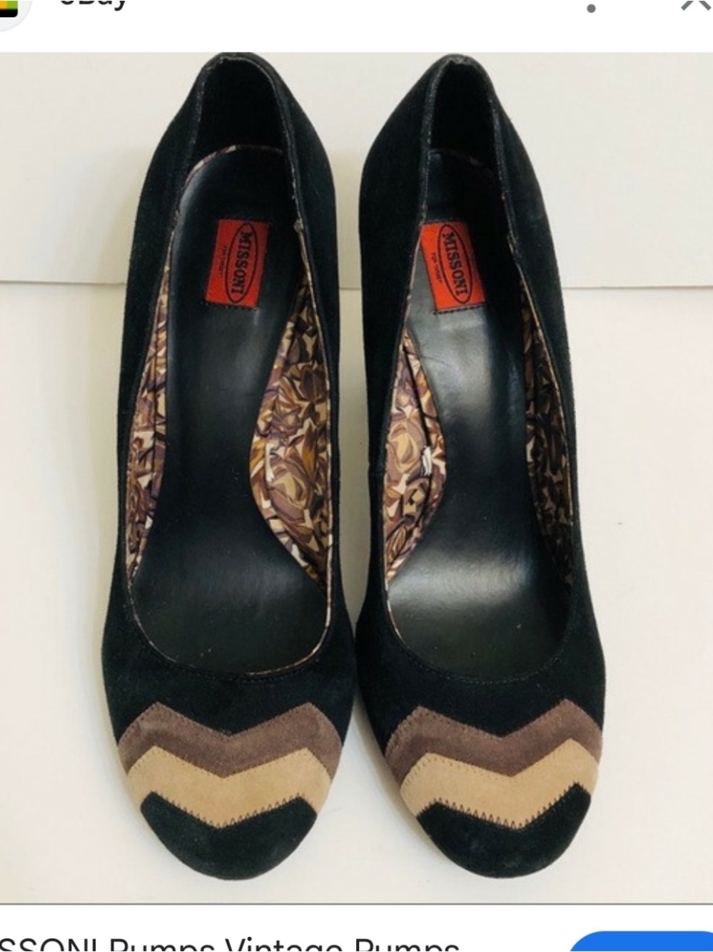 Missoni Black Suede Pumps with Brown and Tan Chevron Details 8.5 for Target